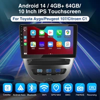 ESSGOO Android 14 2 DIN Autoradio sans fil Carplay Android Auto pour Toyota Aygo PEUGEOT 107 Citroën C1 Écran tactile HD 10" Navigation GPS WiFi BT RDS SWC Mirror Link Lecteur multimédia 3