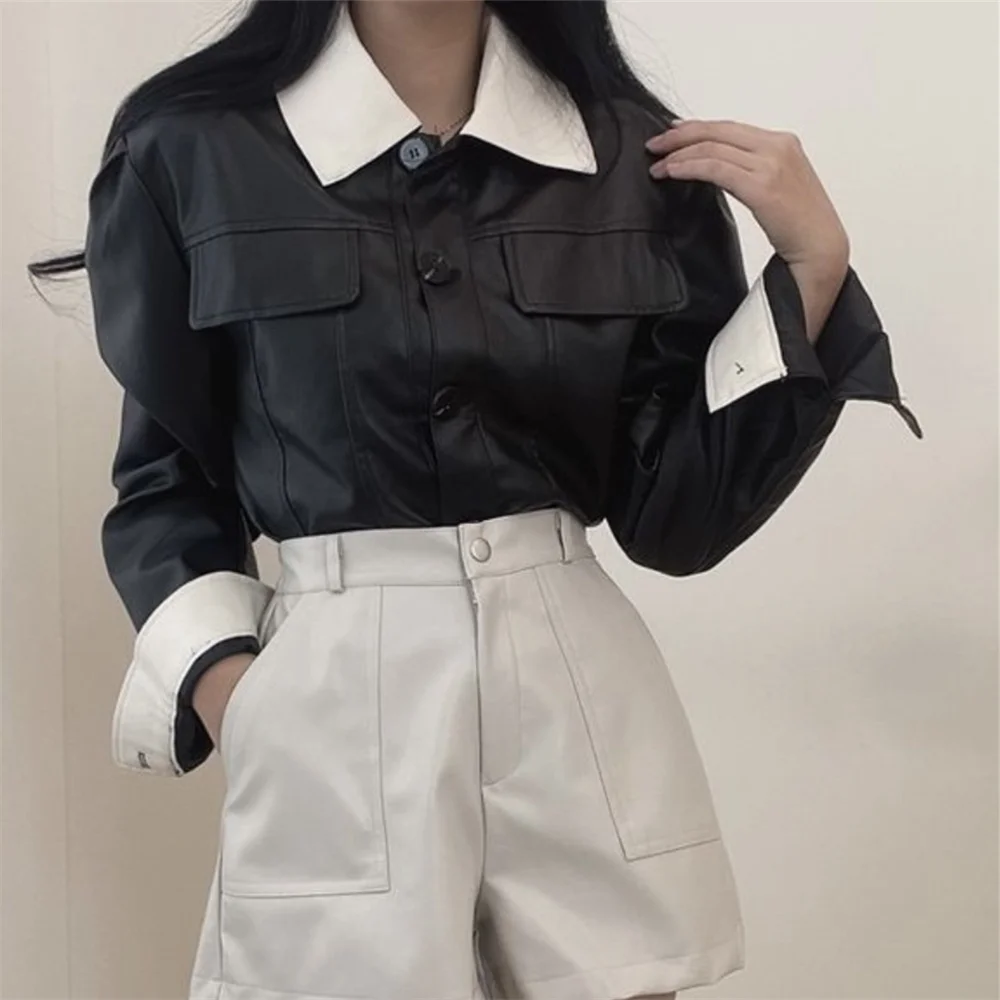 

Alien Kitty Women Jackets Slim-Fit Autumn Loose Fashion New Locomotive Girl 2022 Faux PU Casual Office Lady Streetwear Coats