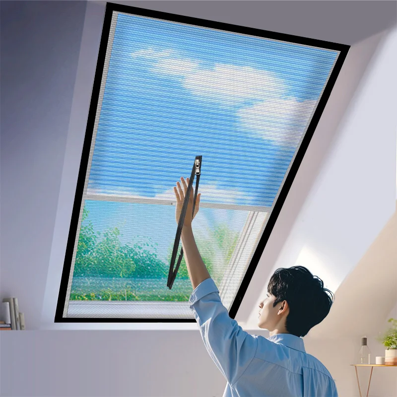 New Window Screen Mesh with Zipper and Invisible Fiberglass - Customizable Size Black Mesh Summer Prevent Mosquitoes and Flies