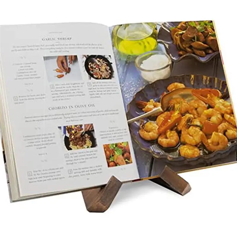 Recipe Display Stand Tablet Stand Holder Wooden Cook Book Pine Wood Open Book Pine Charcoal Tabletop Music book holder book stand reading stand