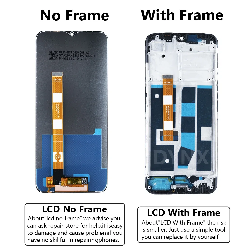 프레임이 있는 LCD 디스플레이 터치 스크린 디지타이저 어셈블리, OPPO A16 2021 CPH2269, 6.52 인치