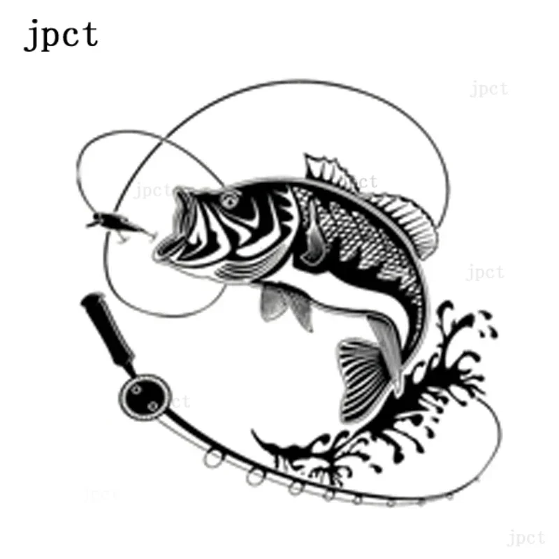 thumbnail image 1 of Vinilo con silueta de pesca creativa CTCM de 15 cm a 15 cm, decoración en negro y plateado, s9-0719, adhesivo impermeable para coche, 1 of 4