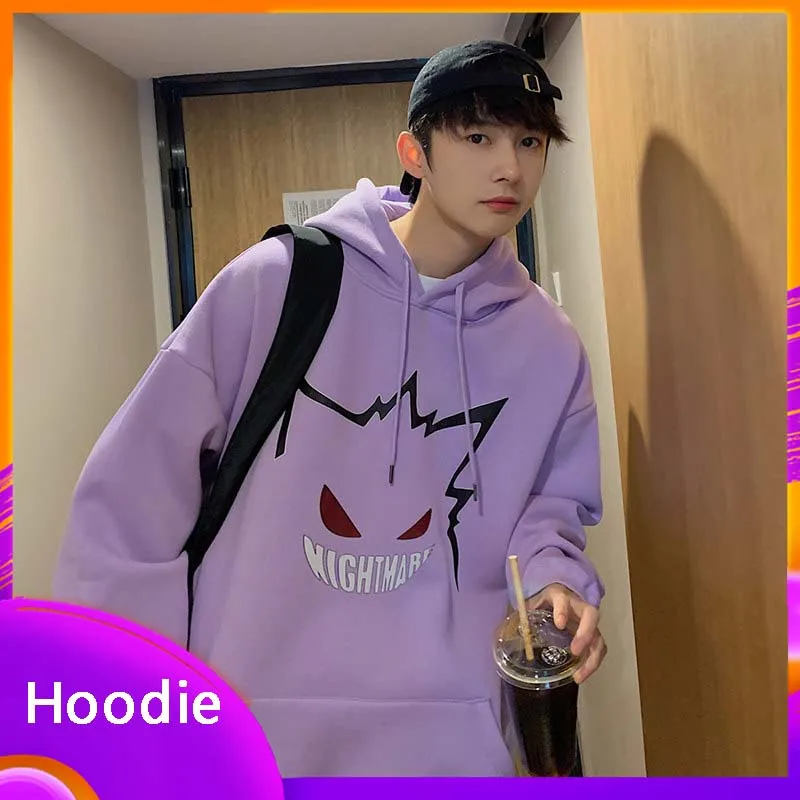 

Anime Gengar Hoodie Digital Printing Hooded Sweatshirt Ins Casual Fashion Long Sleeved Top Outdoor Clothing X-mas Gift Man Adult