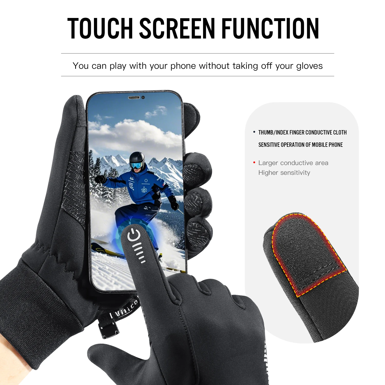 Gloves Black Winter Warm Cycling Outdoor Sports Running Riding Motorcycle Ski Touch Screen Snowboard Gloves Men
