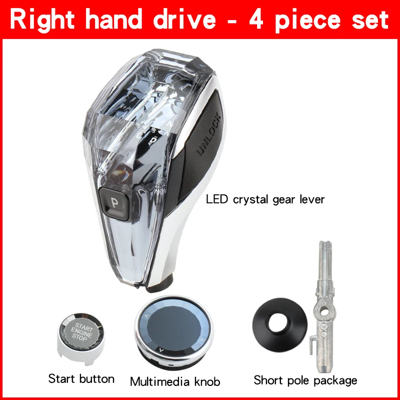 

4 Pieces Set short rod Right Hand Drive For BMW G30 G01 G20 G21 G01 F30 F01 F06 F10 F22 F26 E70 E71 LED Crystal Gear Shift Knob