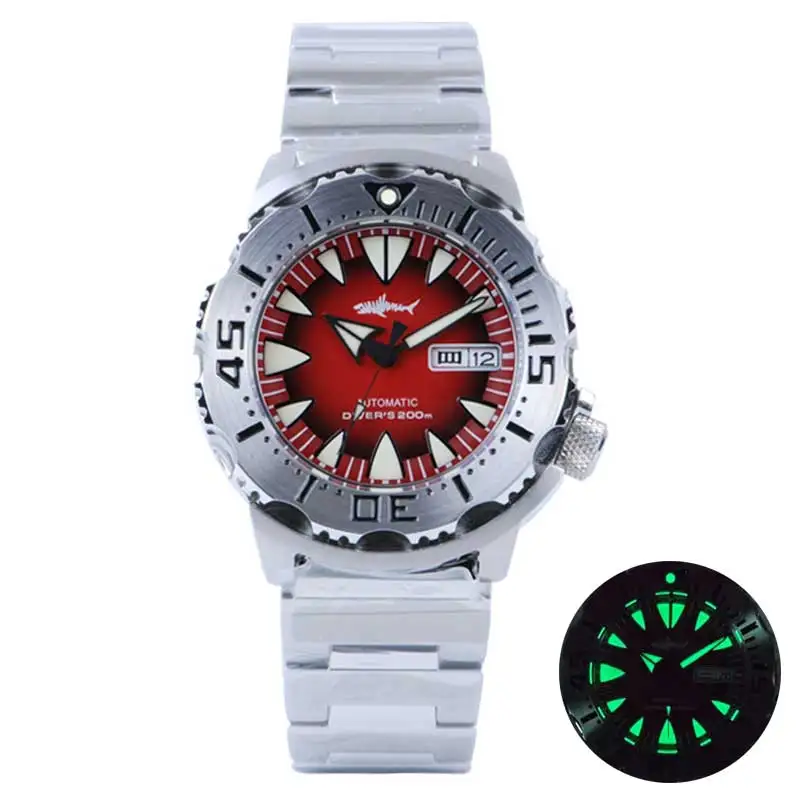 

HEIMDALLR Sharkey Vintage Monster Diving Watch Men Luminous Dial 200M Water Resistant Black PVD NH36 Automatic Mechanical Watch