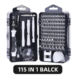 Precision Screwdriver Set - Magnetic Torx Hex Bits Professional Repair Tool Kit (115 in 1 Black)