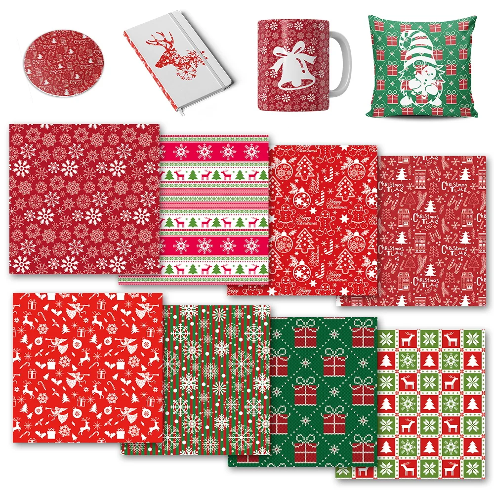 

WOWOCUT Christmas Infusible Transfer Ink Sheet 12"x12" Red Sublimation Transfer Sheets for DIY Christmas T-Shirts Mugs Tumblers