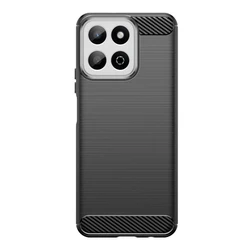 Shockproof Armor Phone Case - Carbon Fiber Soft TPU Bumper Cover for Honor X7C (Black)