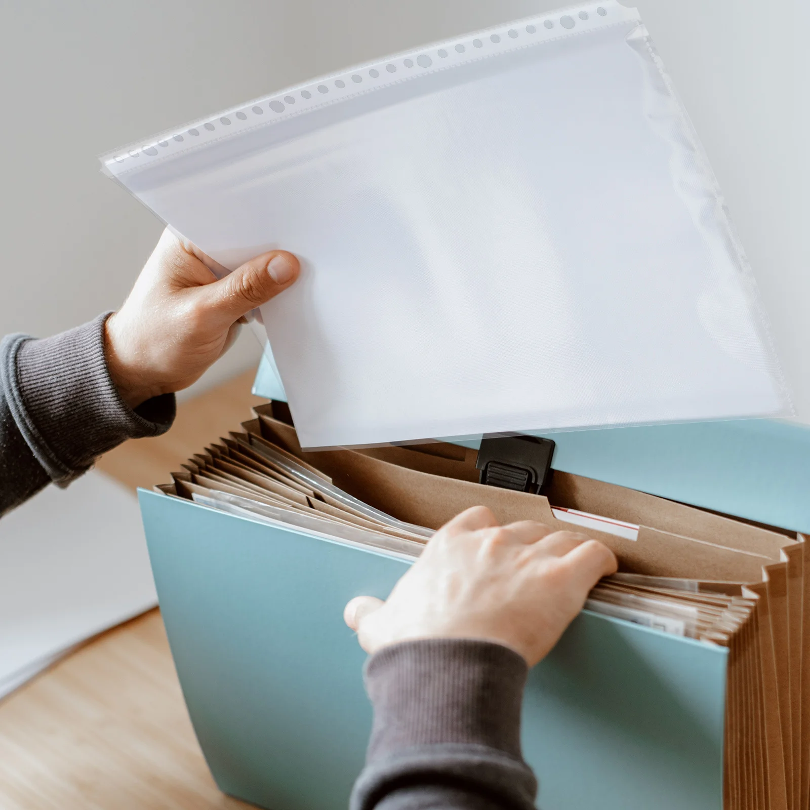 100pcs Folder Inner Page Bag Clear A4 30 Holes Sheet Protector For Binder Document Filing Bags Transparent Plastic Pouch Loose