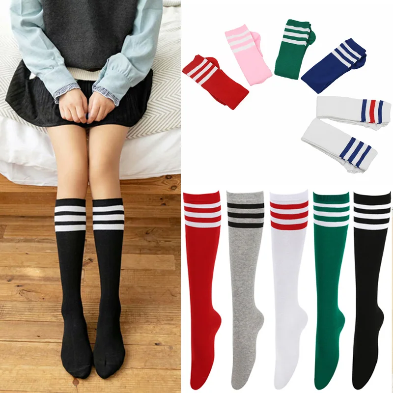 

Women Knee High Socks Cotton Three-Bar Striped Mid-Barrel Socks Warm Knee Calf Socks Girl Casual Korea Japanese Jk Lolita Sokken