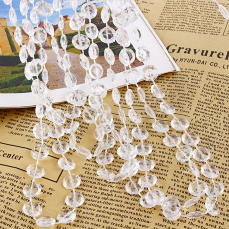 10M Acryl Kristall Perlen Vorhang Klare Girlande Strang Hängende Ketten Für Party Hochzeit Fenster Balkon Garten DIY Dekoration – Detail 8