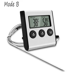 Enhanced Digital Cooking Thermometer with Timer and Probe (Mode B)