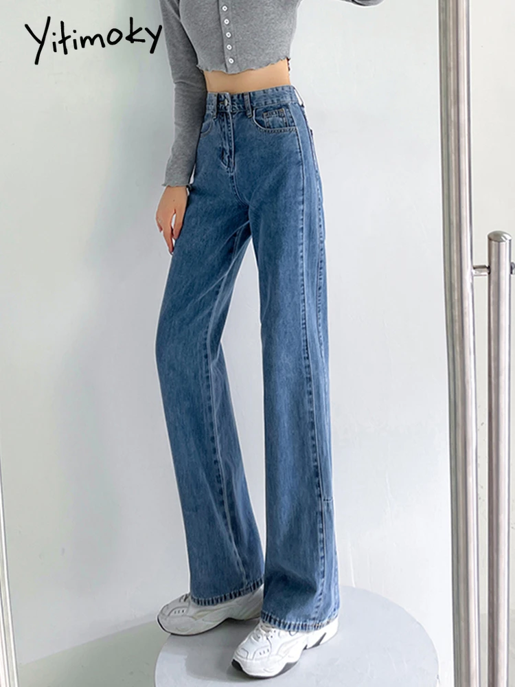 Yitimoky High Waisted Jeans for Women Pant Trousers Denim Bagge Spring 2022 Mom Jeans Woman Boyfriends Students Women's Jeans denim jacket for women
