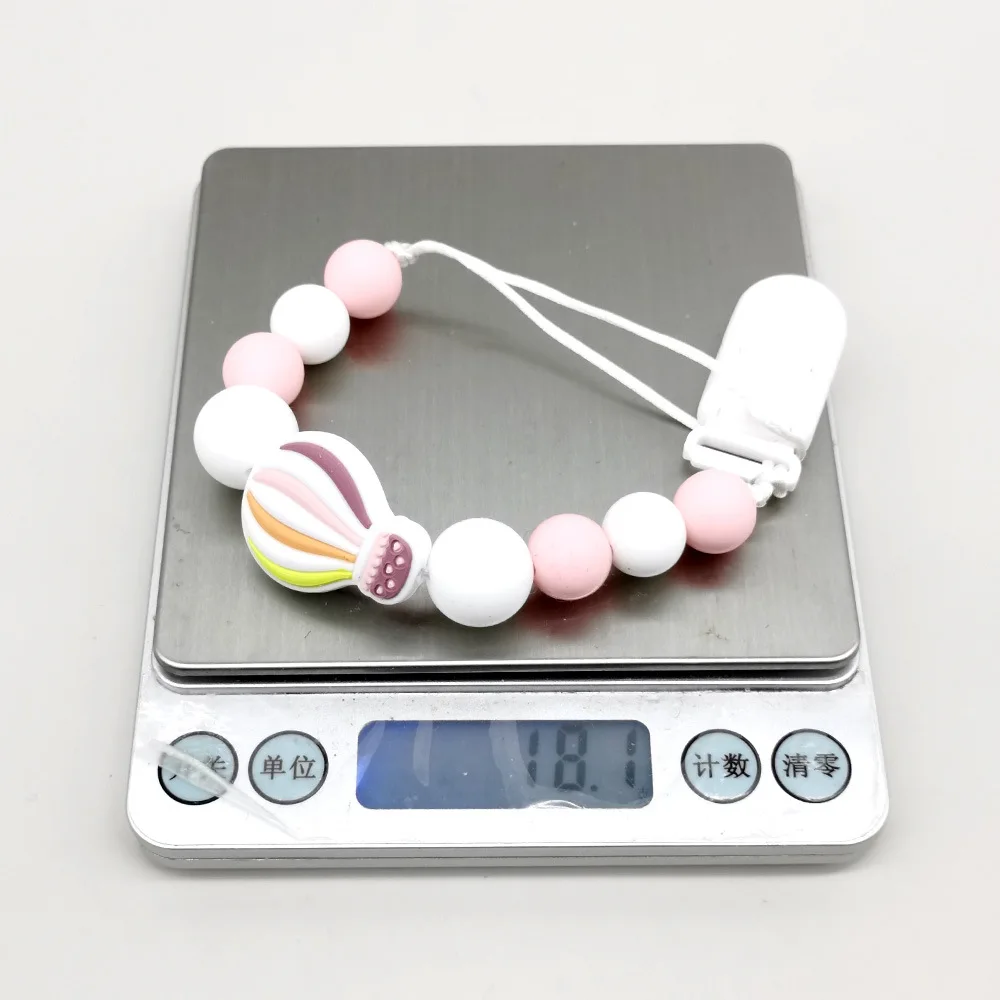 Hot Air Balloon Silicone Baby Pacifier Clip, Infant Pacifier Holder Leash, Cute Dummy Chain Teething Toy for Newborns Toddlers