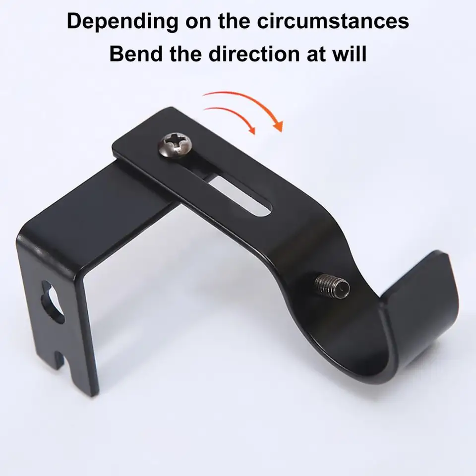 Supporti Per Asta Tende - 6 Pezzi In Lega Alluminio Nero Con Viti Per Stendibiancheria E Doccia - Foto 11