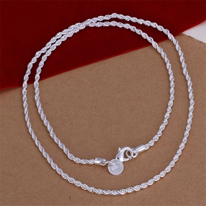 925 Silver 4MM Women Men Chain Male Twisted Rope Necklace Bracelets Fashion Silver Jewelry Set silver jewelry set jewelry set silver jewelry