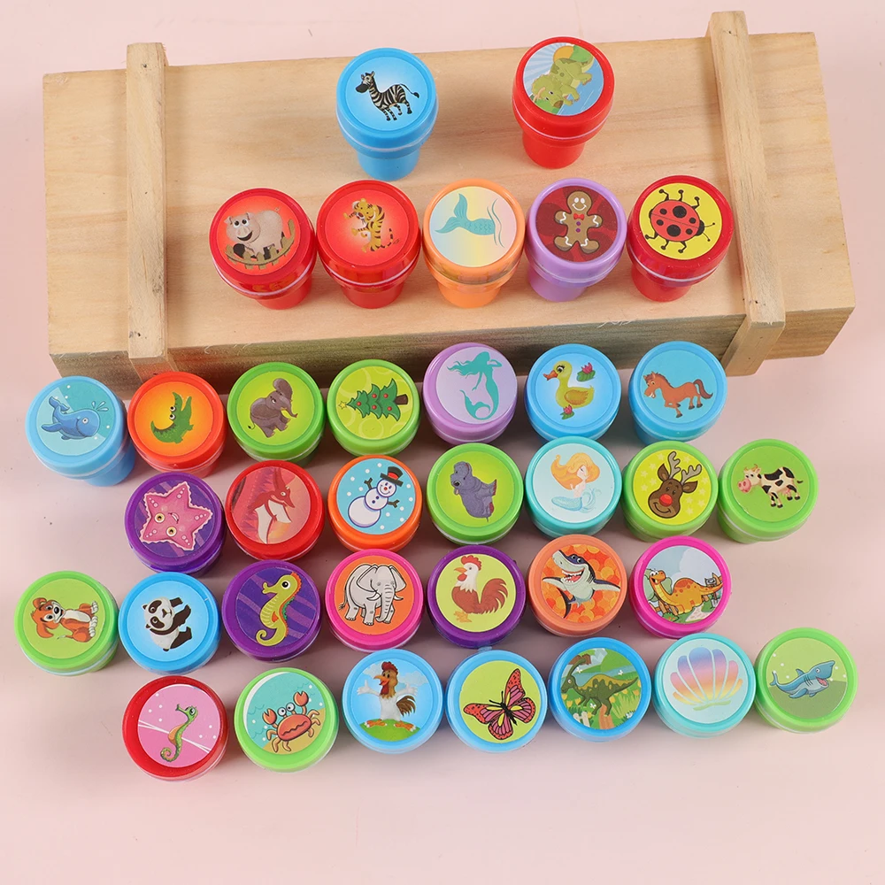 Cute Mixed Animal Dinosaur Self-ink Stamps Toy Kids Birthday Party Favors Christmas Easter Party Goodie Bag Pinata Fillers 30Pcs self ink stamps party toys toy gift filler