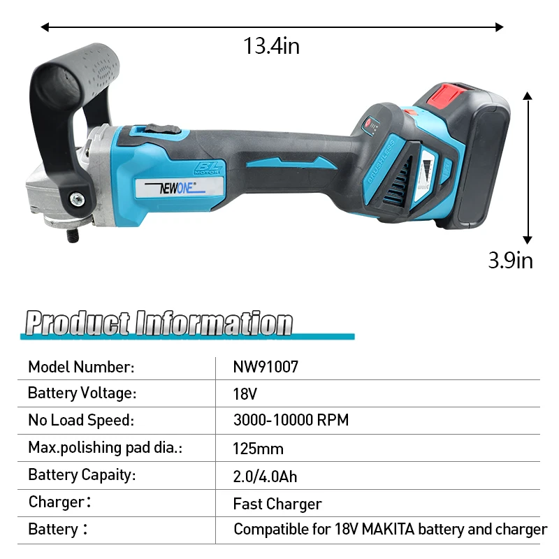 NEWONE 18V Polisher/ Car Polishing Machine Compatible for Makita 18V Battery Polishing Tool Sander Buffing Waxing Machine M14 2