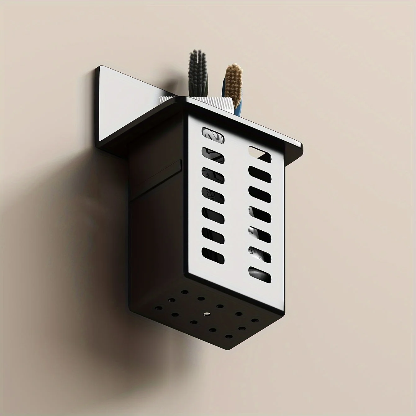 Plastic Wall-Mounted Drain Storage Rack Cosmetics Storage Box Chopstick Holder Pen Holder Kitchen Multifunctional Kitchen Basket 4