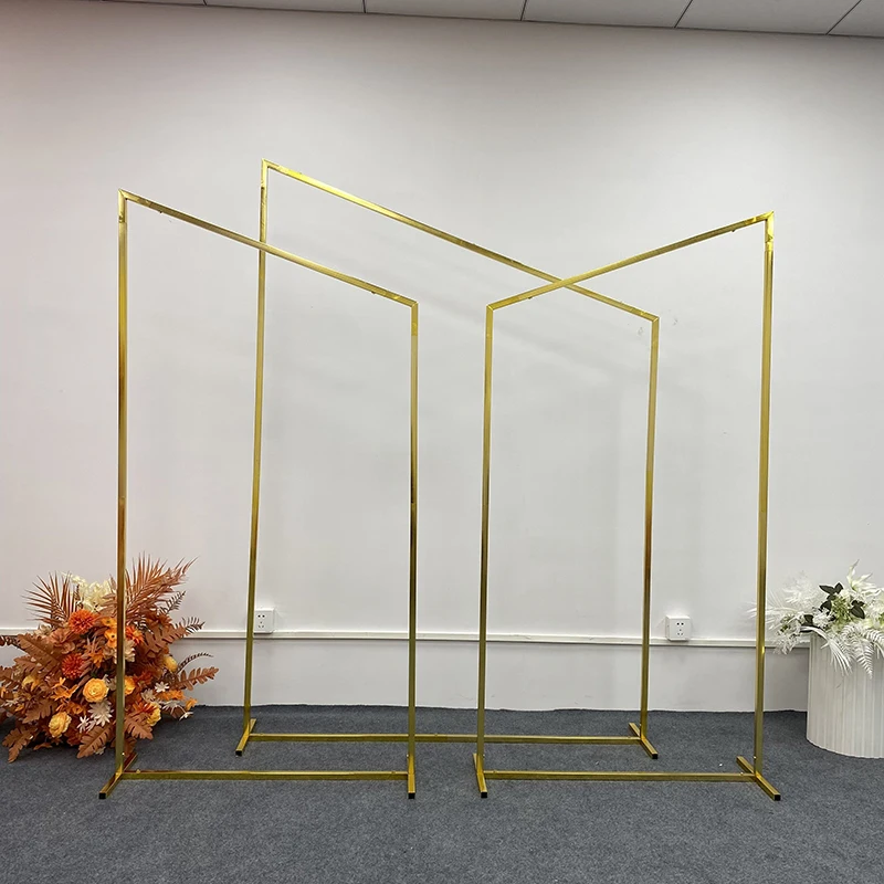 

3Pcs Shiny Wedding Arch Gold-Plated Beveled Edge Pointed Three-Dimensional Geometric Screen Flower Stand Decorative