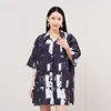 Salon Printed Uniform Graffiti Pattern Barber Shop Waterproof Work Clothes Anti Hair Anti Static Smock Hairstylist Haircut Gown 3