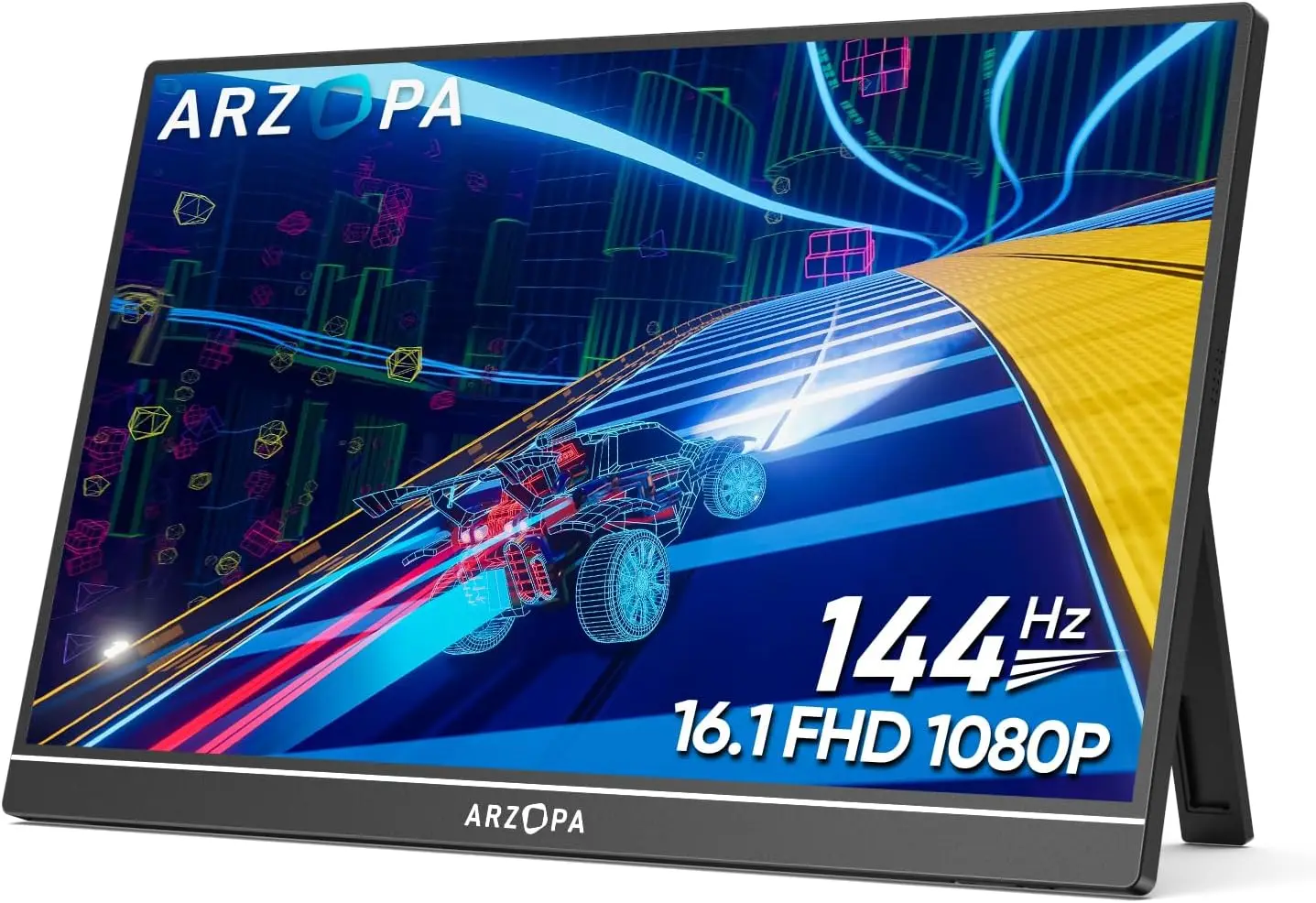 16.1'' 144Hz Portable Gaming Monitor, 106% sRGB 1080P FHD Kickstand Portable Monitor with HDR, Ultra Slim, Eye Care, External Se