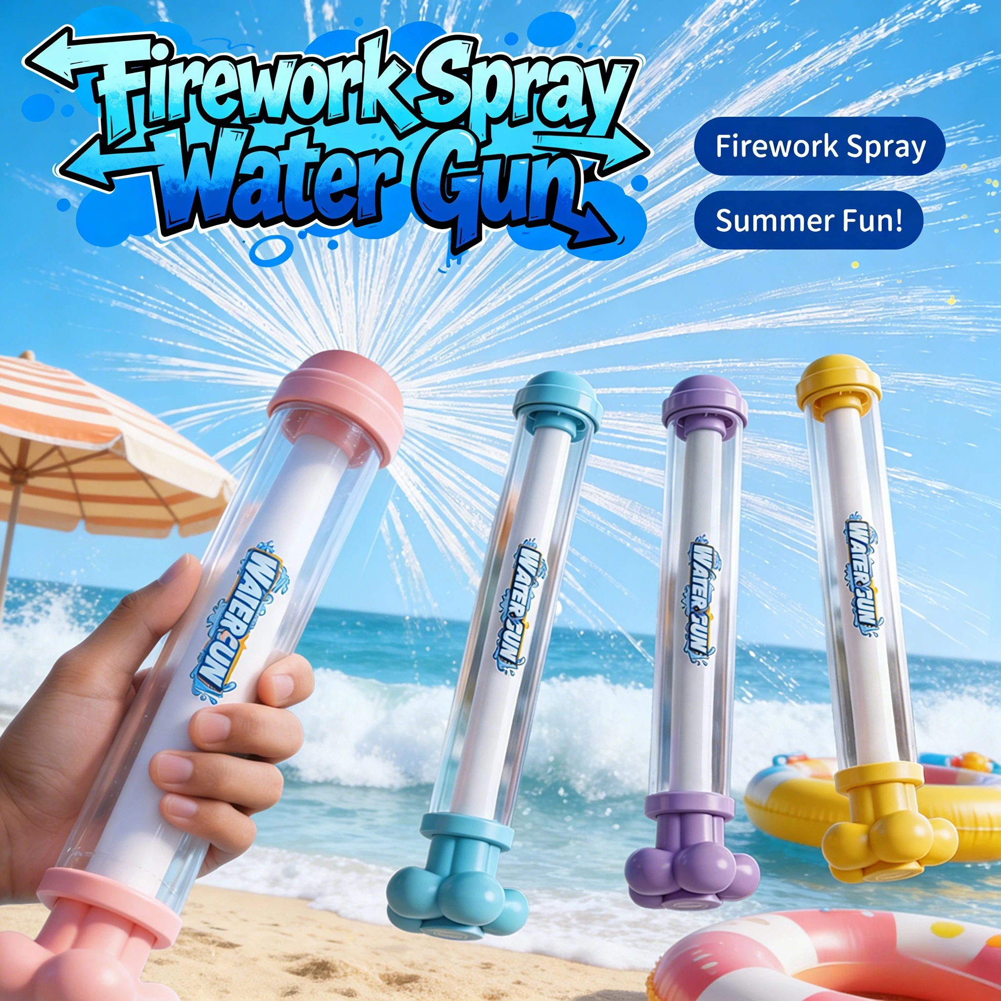 Pusher Type Fireworks Gun Outdoor Splash Games For Summer Pool Activities Fights Interactive Water Spray Toys_voghion.com