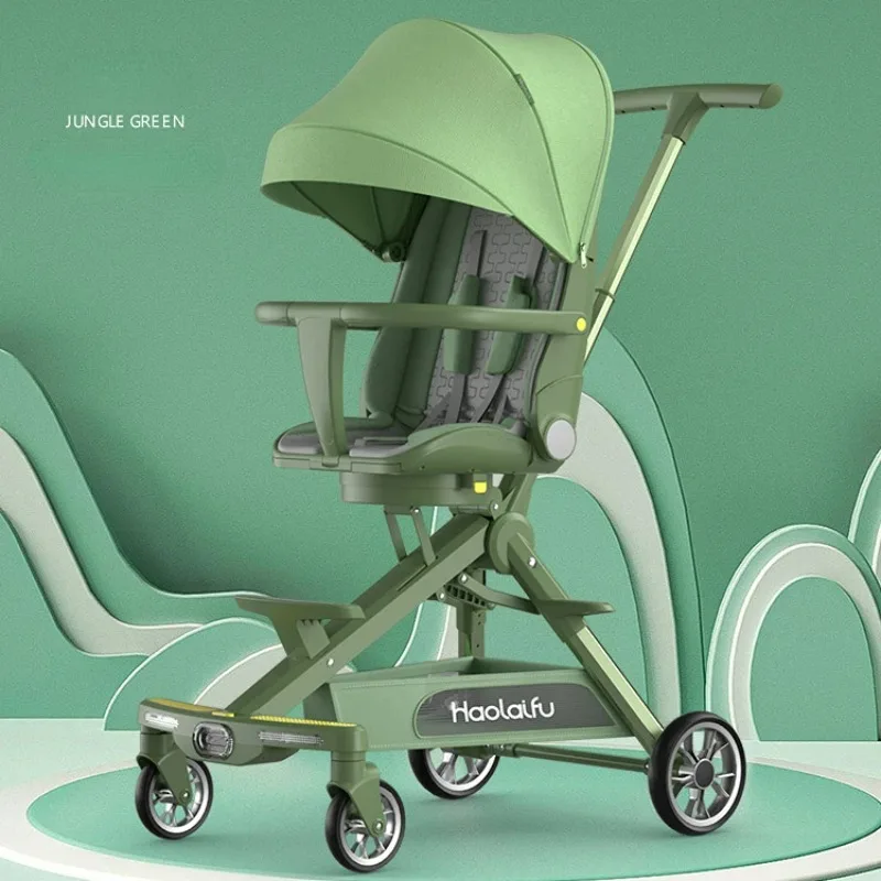 Baby Stroller Folding Infant Trolley Foldable Outdoor Portable High view Carriage four wheels
