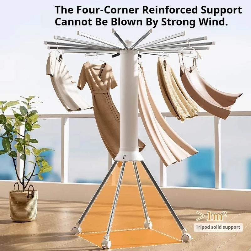 Foldable Clothes Drying Rack Octopus Type Floor Standing Balcony Clothes Drying Portable Rotating Drying Rod Clothes Dryer 2
