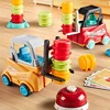 Children's Engineering Truck Forklift Press Shovel Toy Car Suit Education Stacking Toy Board Game for Party Boys Birthday Gift 1