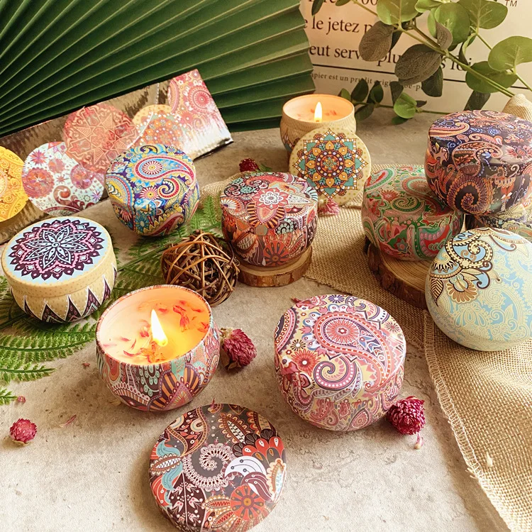 Soy Wax Scented Candle Tinplate Can Home Decoration