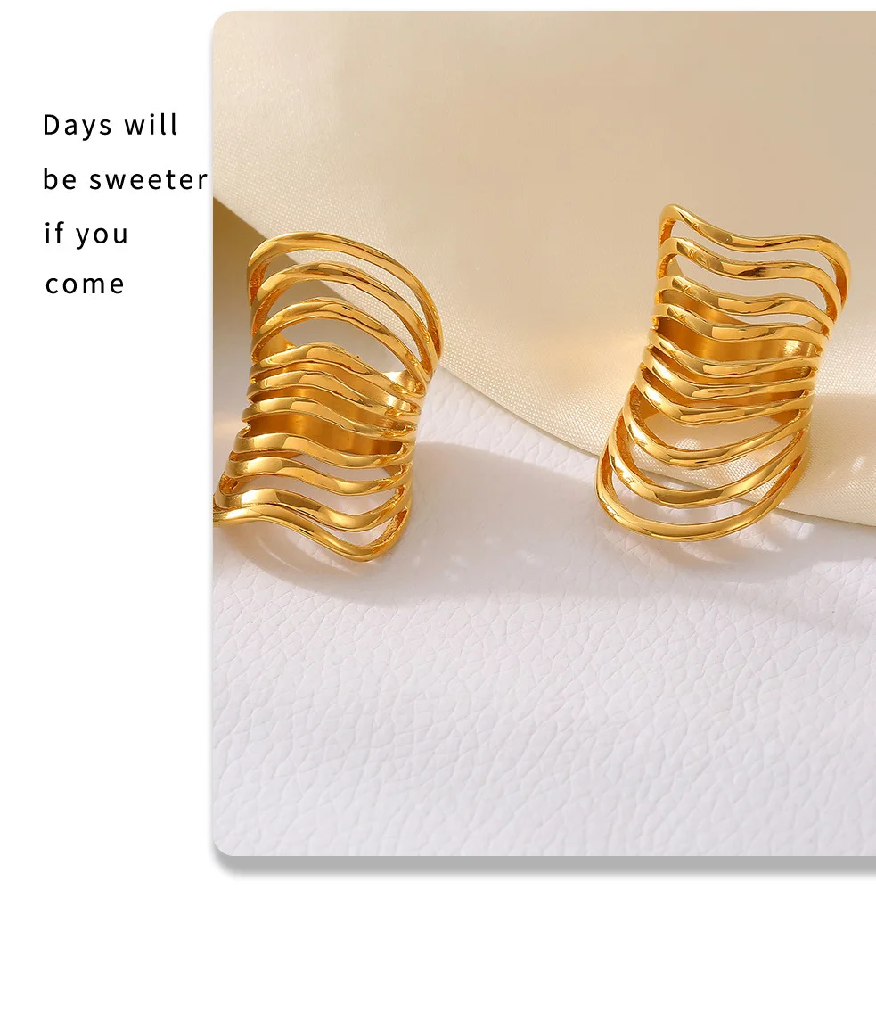 Einzigartige übertriebene lange Ringe für Frauen, vergoldet, wasserdicht, Indexring, Edelstahl, schicker Luxus-Schmuck im Großhandel – Detail 10