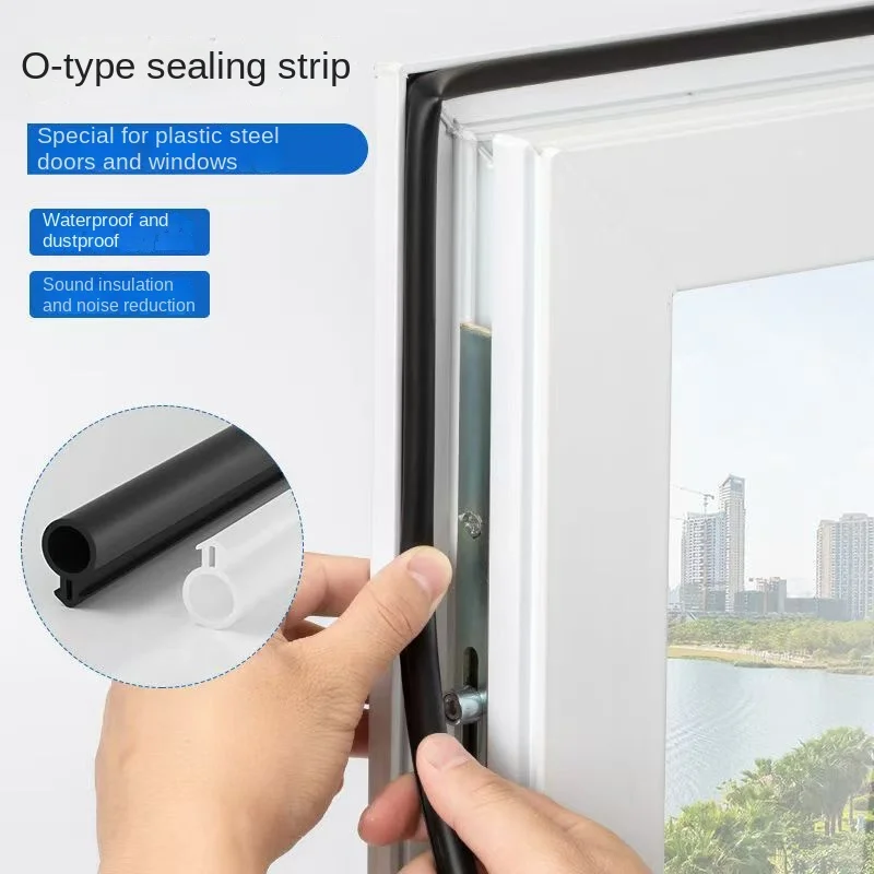 5/10/20M O-shaped Plastic Steel Window Universal Silicone Rubber Sealing Strip Casement Window Thermal Insulation Sealing Strip