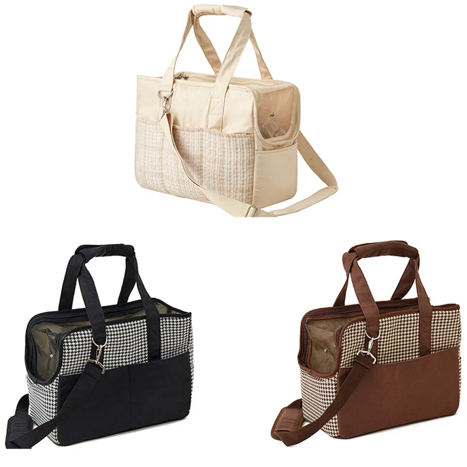 Outing Portable Cotton Canvas Cat Shoulder Bag Dog Bag Lightweight Breathable Mesh Pet Messenger Pocket&Mat Pet Supplie