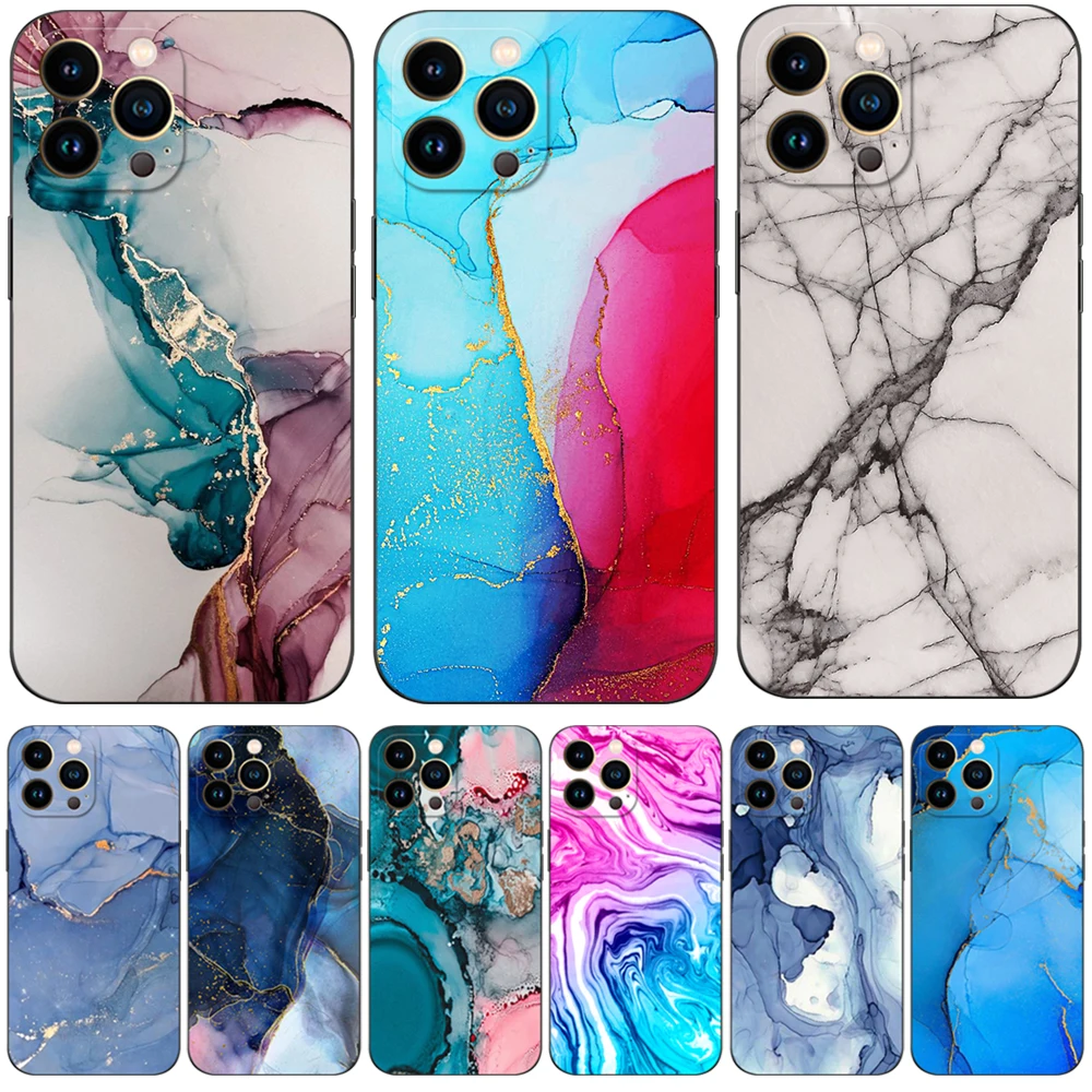 Per Iphone 13 Custodia Per Iphone 13 Mini Iphone 13 Pro Max Custodia Iphone13 Iphone13Pro 13Pro Custodia In Tpu Nero Fashion Marble Pattern