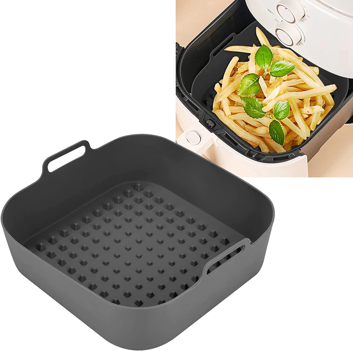 Kitchen Silicone Air Fryer Pot with Handles Reusable Air Fryer Liners Non  Stick Air Fryer Basket Accessories - China Air Fryer Silicone Liner and Silicone  Liner price
