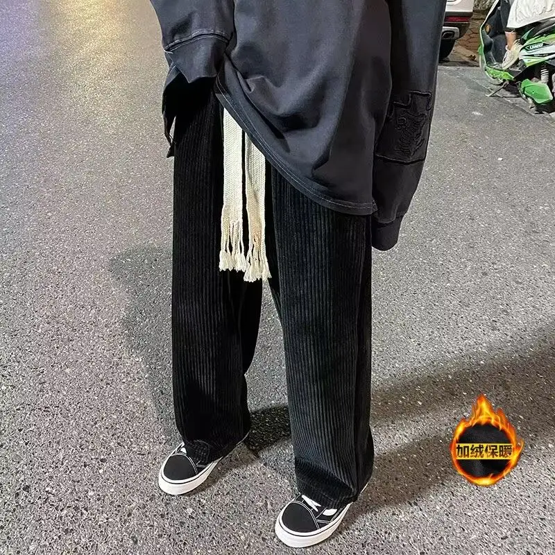 Wide Leg Pants Men Autumn Winter Thickened Corduroy Loose Draping Korean Version Casual Comfort Versatile Pants