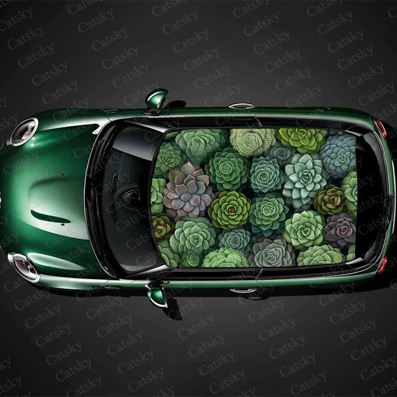 

Different Colored Succulents Car Roof Sticker Wrap Racing SUV Accessories Packaging Painted PVC Custom Car Graphic Decal