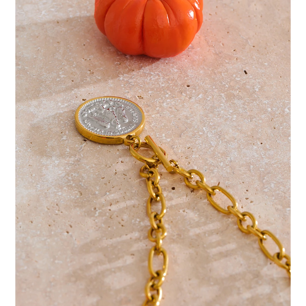 Yhpup Necklace Stainless Steel Golden