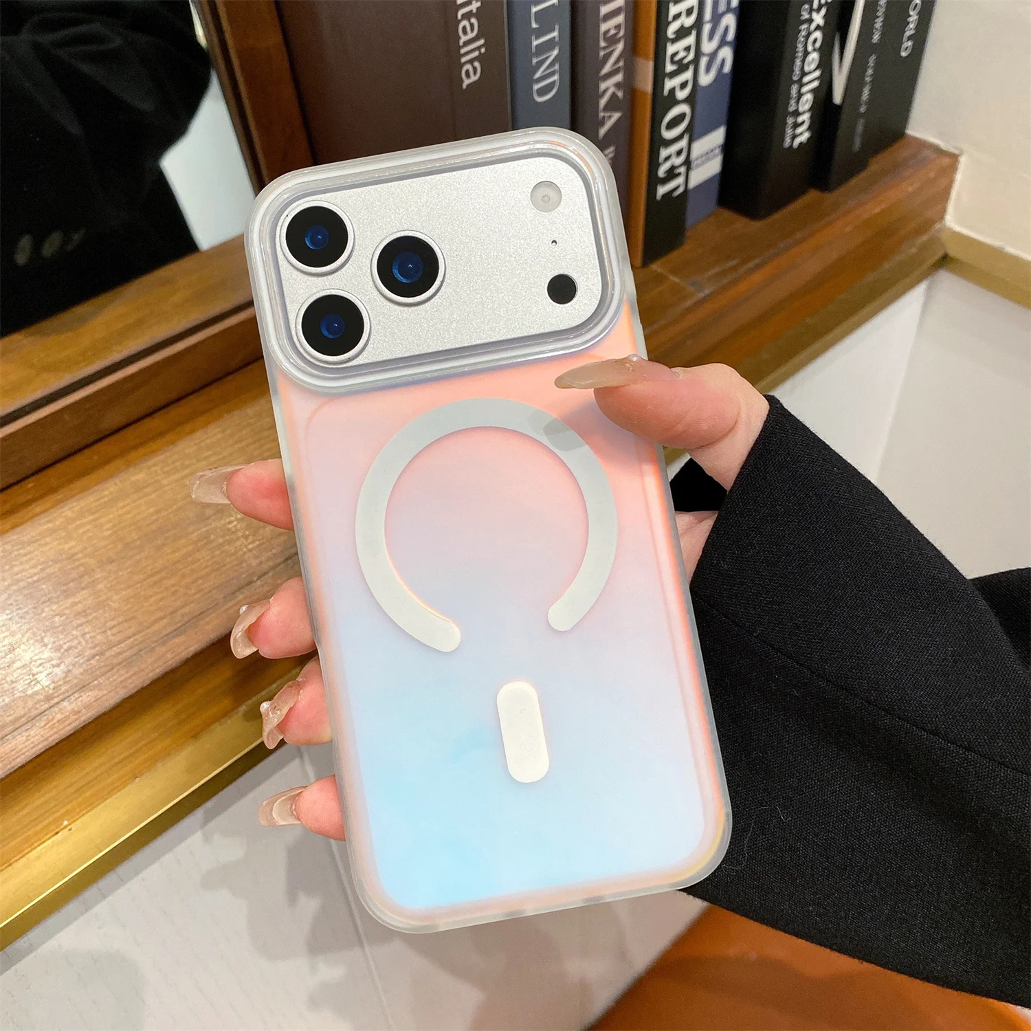 IMD Açılı Renk Değiştiren Bukalemun Lazer Manyetik Kılıf iPhone 17 Pro Max 13 14 15 16 Pro 17 Air Kablosuz Şarj Kapağı