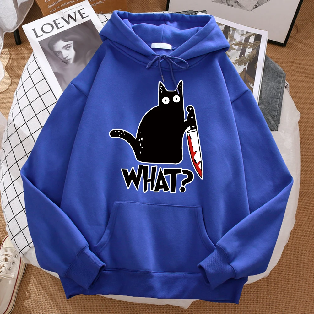 칼을 들고 귀여운 작은 검은 고양이 남자 까마귀 거리 양털 Hoody Hipster 가을 운동복 힙합 의류 여자