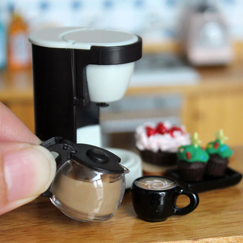 Mini Coffee Machine Model Miniature 1/6 Scale Cute Dollhouse Kitchen Cooking Utensils Accessories Toy