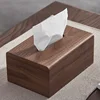Walnut Wood Tissue Box Holder Cover Designer Tissue Storage Boxes Luxury Wooden Napkin Box Modern Rectangular Napkins Case Home 1