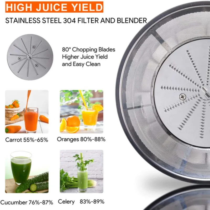 800W 110V Home Use Multi-function Electric Juicer US Plug Black 5