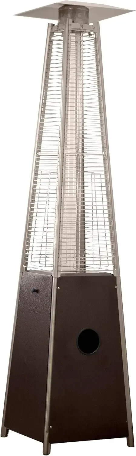 Hiland HLDSO1-WGTHG Pyramid Glass Tube Propane Patio Heater W/Wheels 40,000 BTU Hammered Bronze Heat Supplied in All Directions