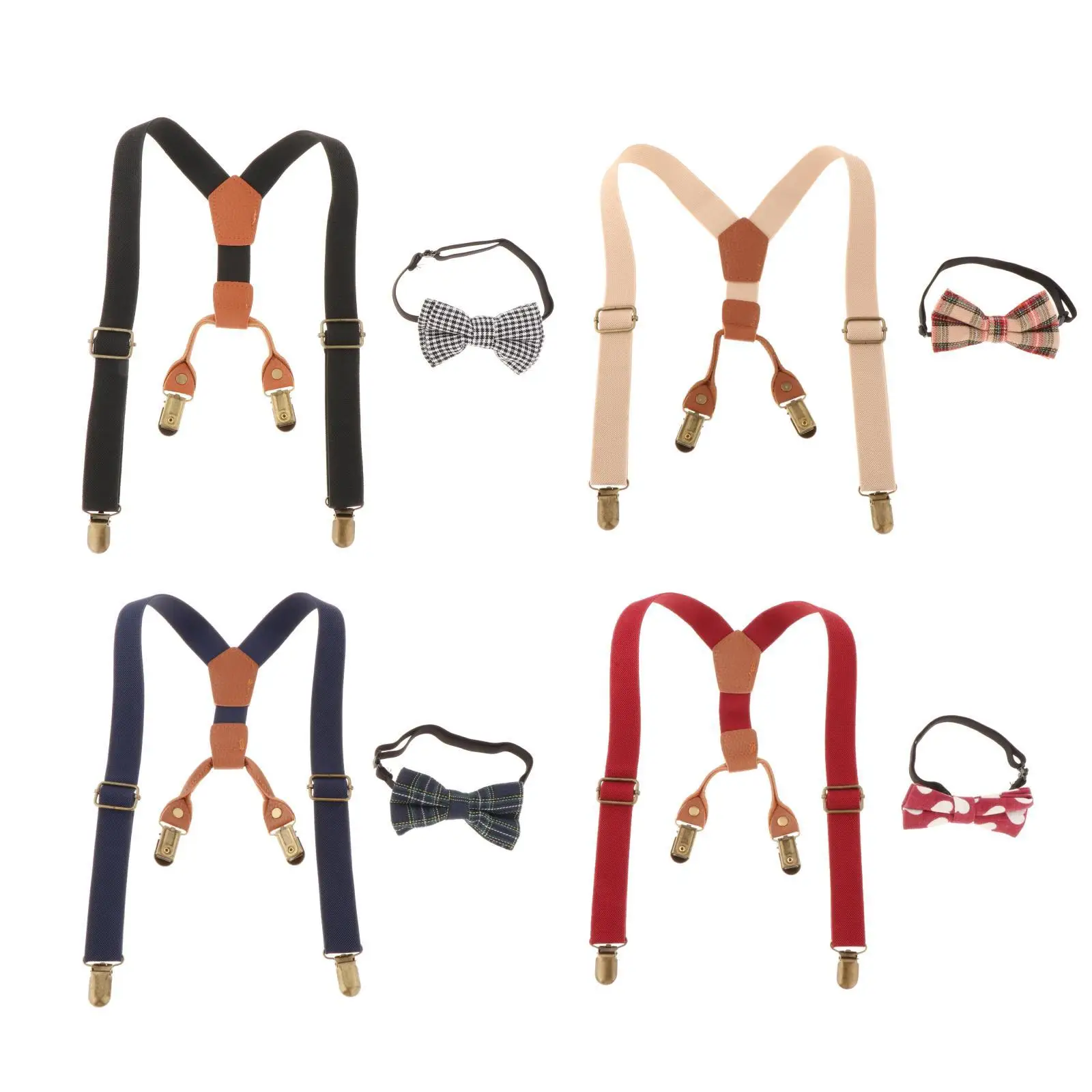 

Kids Suspenders and Matching Bow Elastic Pants for Boys and Girls