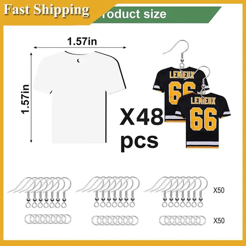 48Pcs DIY Sublimation Earrings Blank Sublimation Earrings Wooden MDF Football Shirt DIY Blank