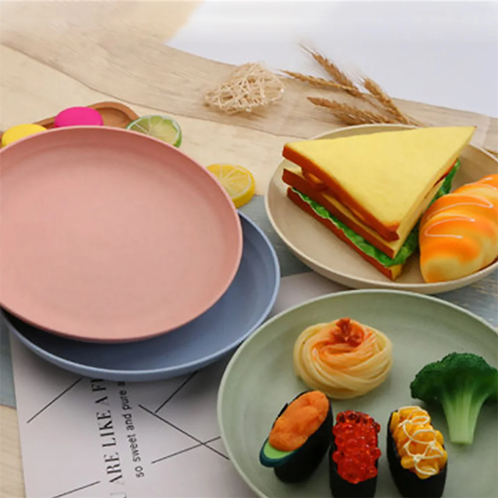 Wheat Straw Plates Lightweight Unbreakable Dinner Plates Dishwasher Microwave Safe Household Dumpling Plate wheat straw dish