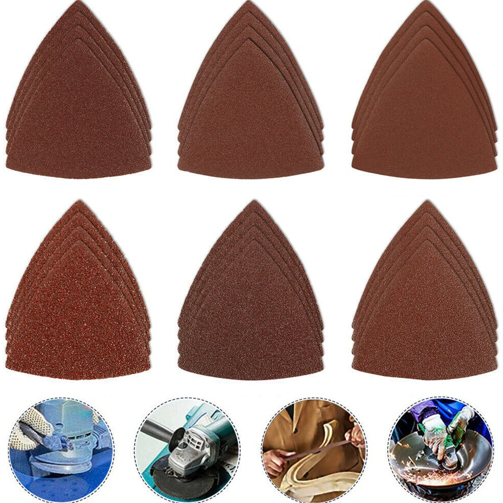 

30pcs Triangle Sandpaper Sanding Disc Hook & Loop Oscillating Multi Tool Sanding Pad Triangular 320 400 Grit 80